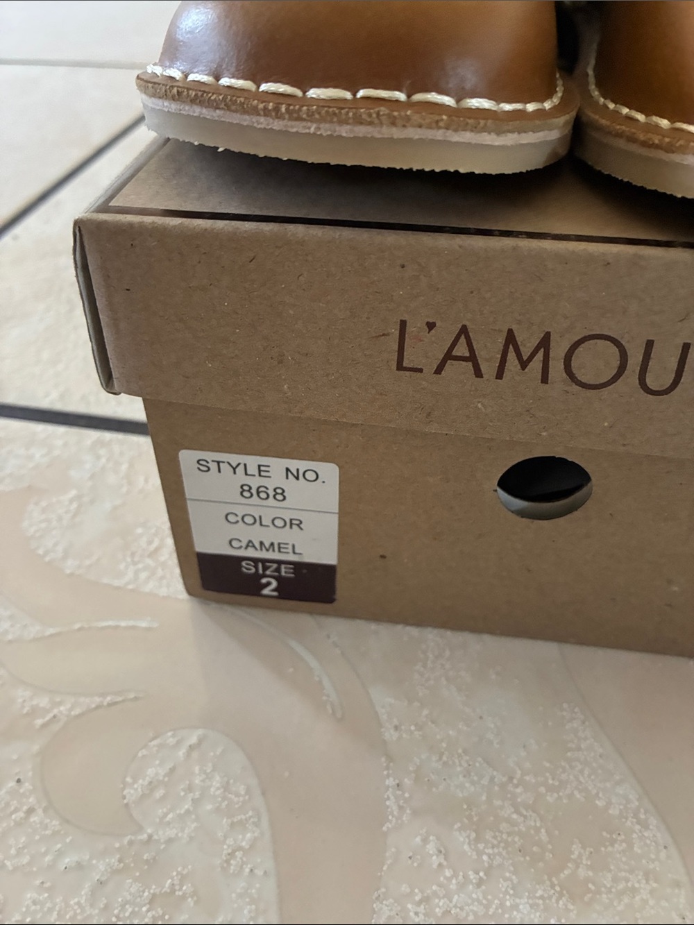 L'Amour Camel Brown T‑Strap Mary Jane Girls' Dress Shoes - Picture 2 of 5